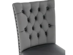 Juego de 6 sillas acolchadas de terciopelo - estructura de madera maciza - gris