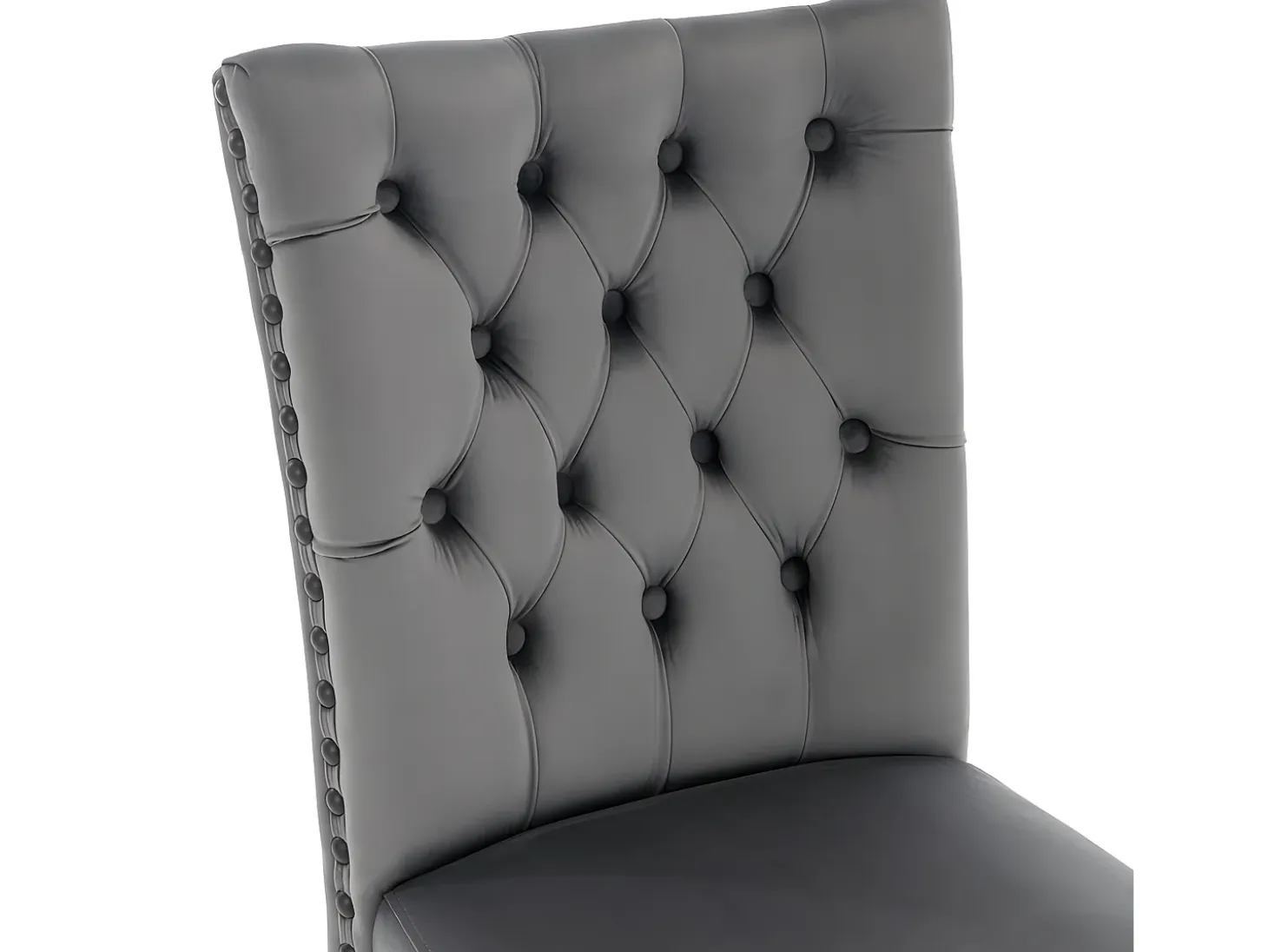 Juego de 6 sillas acolchadas de terciopelo - estructura de madera maciza - gris