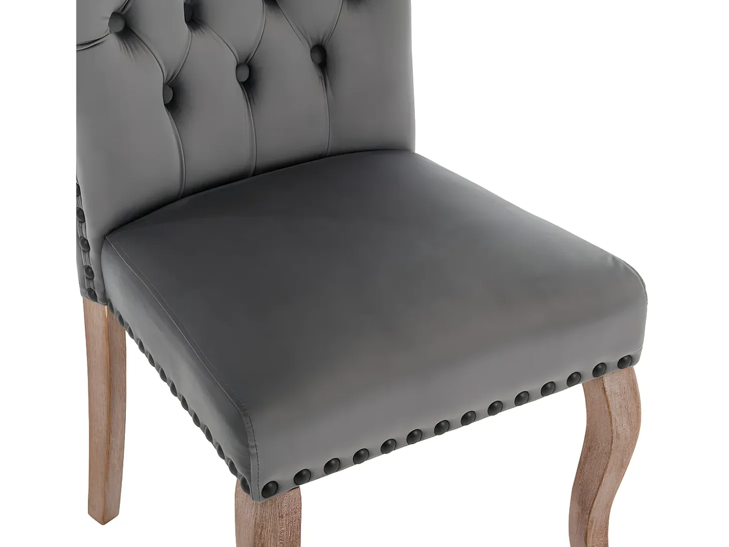 Juego de 6 sillas acolchadas de terciopelo - estructura de madera maciza - gris