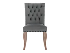 Juego de 6 sillas acolchadas de terciopelo - estructura de madera maciza - gris