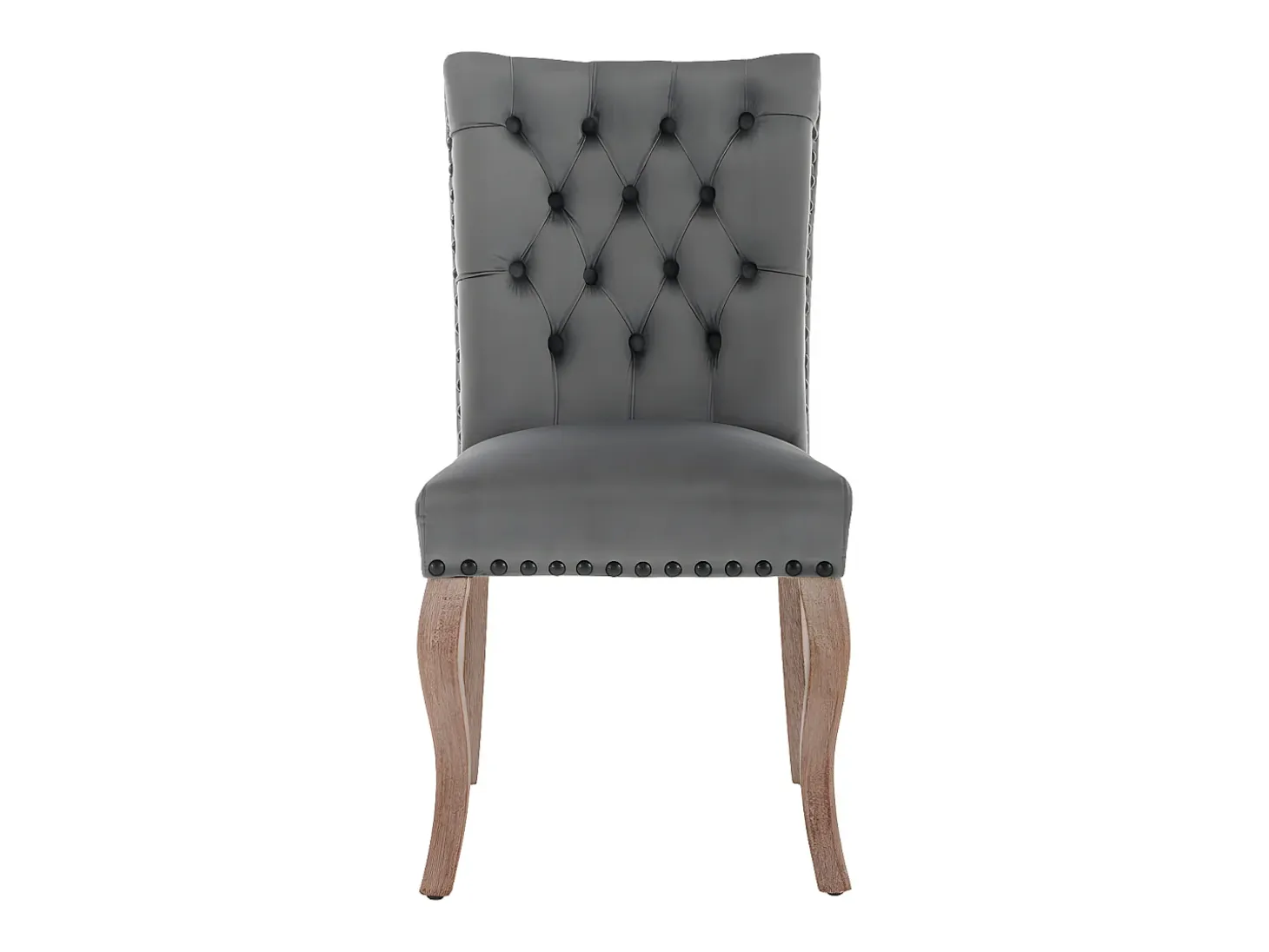 Juego de 2 sillas acolchadas de terciopelo - estructura de madera maciza - gris