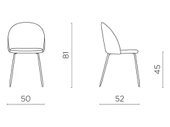 Juego de 4 sillas amarillas en tela moderna 