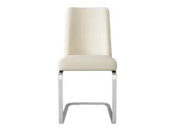Juego de 6 sillas cantilever de terciopelo - respaldo con diseño de rombos - base de metal plateado - Beige