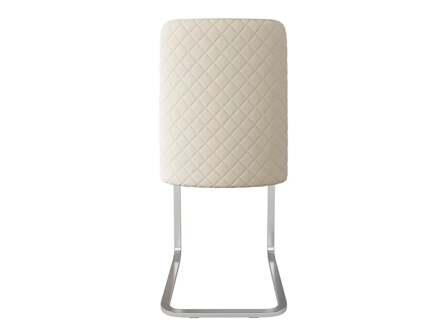 Juego de 4 sillas cantilever de terciopelo - respaldo con diseño de rombos - base de metal plateado - Beige