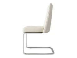Juego de 4 sillas cantilever de terciopelo - respaldo con diseño de rombos - base de metal plateado - Beige