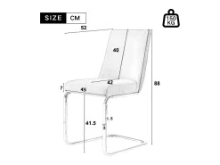 Juego de 4 sillas cantilever de terciopelo - respaldo con diseño de rombos - base de metal plateado - Beige