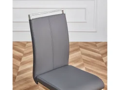 Juego de 4 sillas cantilever de PU gris con estructura de metal plateado