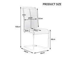 Juego de 4 sillas cantilever de PU gris con estructura de metal plateado
