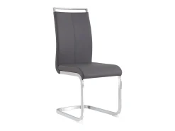 Juego de 4 sillas cantilever de PU gris con estructura de metal plateado