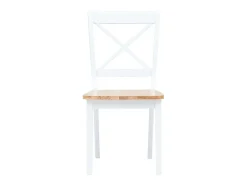 Juego de 4 Sillas comedor madera maciza caucho blanco y madera claro ES837133