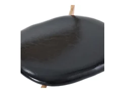 Juego de 4 sillas con asientos de PU y patas de metal, respaldos de ratán natural – negro y marrón