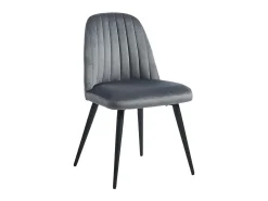 Juego de 2 sillas con brazos vintage de terciopelo y metal negro ELEANA - Color: gris