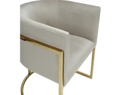 Juego de 2 sillas con brazos - Terciopelo y metal - Beige y dorado - PERIA