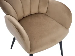 Juego de 6 sillas con brazos de terciopelo y metal negro - Beige - LANSENA