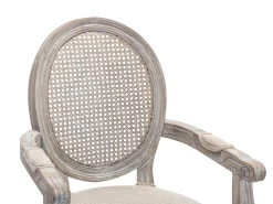 Juego de 2 sillas con brazos - Rejilla, tela y madera de hevea - Beige - ANTOINETTE