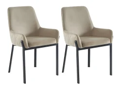 Juego de 2 sillas con brazos de terciopelo y metal - Beige - CAROLONA