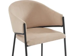 Juego de 6 sillas con brazos de tela y metal - Beige - ORDIDA