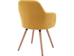 Juego de 2 sillas con brazos - Tela y metal efecto madera - Amarillo - ELEANA