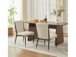 Juego de 2 sillas con patas de altura regulable - Tela beige - Estructura de metal