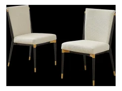Juego de 2 sillas con patas de altura regulable - Tela beige - Estructura de metal