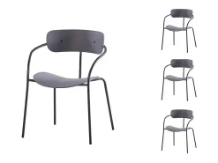 Juego de 4 sillas con reposabrazos gris oscuro ALEXIA