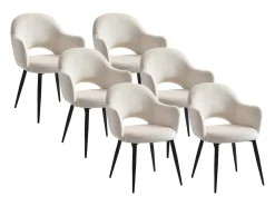 Juego de 6 sillas con reposabrazos de terciopelo y metal negro - Beige - ALSEY de Maison Céphy