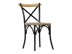 Juego de 4 sillas con respaldo cruzado de madera maciza de mango negra