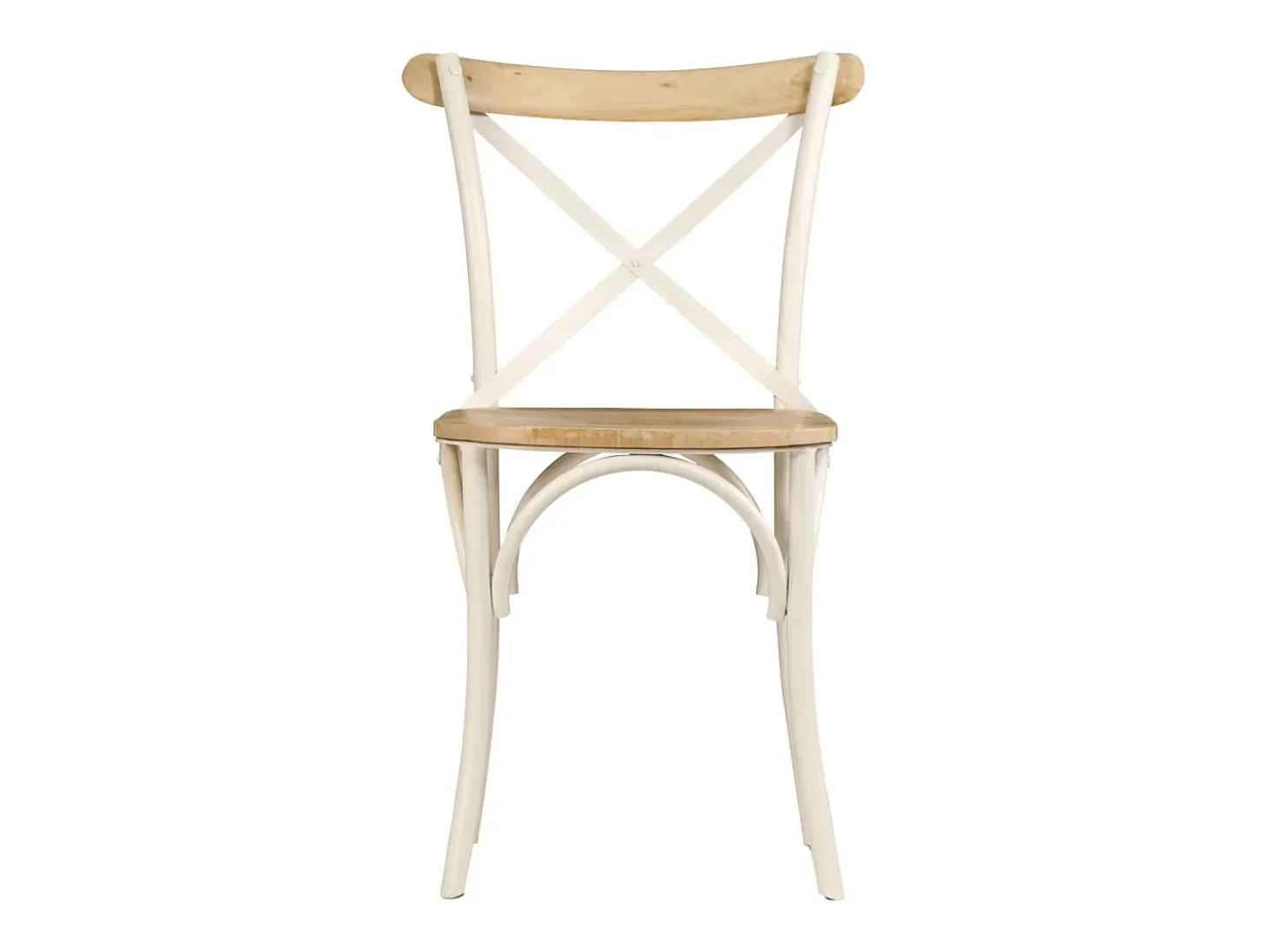 Juego de 2 Sillas con respaldo cruzado madera maciza de mango blanco ES190133