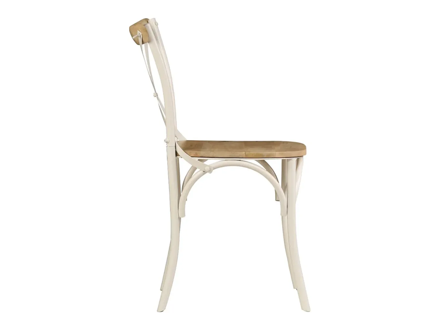 Juego de 2 Sillas con respaldo cruzado madera maciza de mango blanco ES190133
