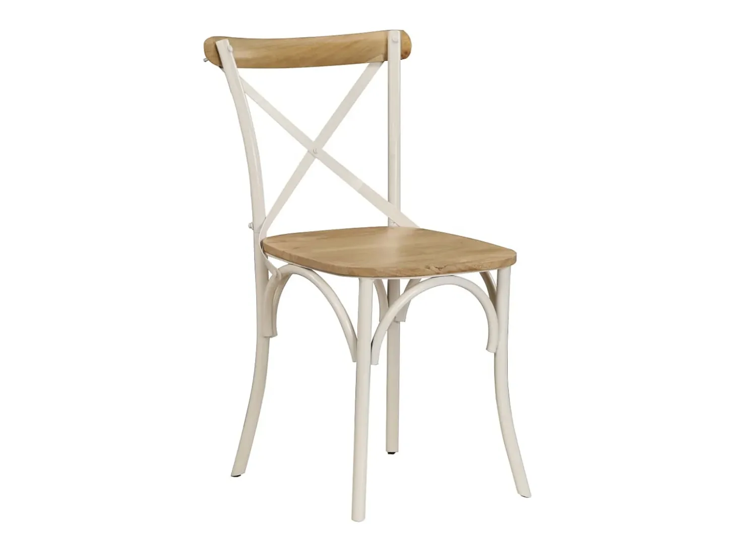 Juego de 2 Sillas con respaldo cruzado madera maciza de mango blanco ES190133