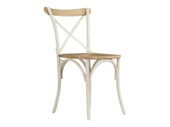 Juego de 2 Sillas con respaldo cruzado madera maciza de mango blanco ES190133