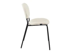Juego de 4 sillas contemporáneas para comedor o sala de estar, tejido bouclé teddy blanco acolchado, patas de metal negro MADA (blanco)