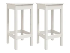 Juego de 2 sillas de bar blancas 40x40x78 cm madera maciza de pino