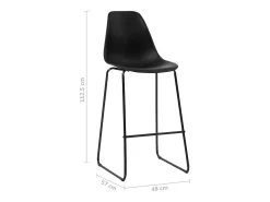 Juego de 2 sillas de bar de plástico negro