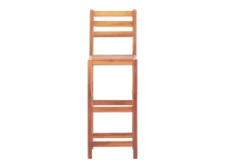 Juego de 2 sillas de bar de madera maciza de acacia