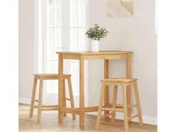 Juego de 2 sillas de bar de madera maciza de caucho