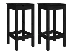 Juego de 2 sillas de bar negras 40x40x78 cm madera maciza de pino