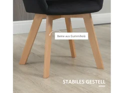 Juego de 2 sillas de cocina ergonómicas con reposabrazos y respaldo alargados, hasta 120 kg, poliéster y madera, color negro