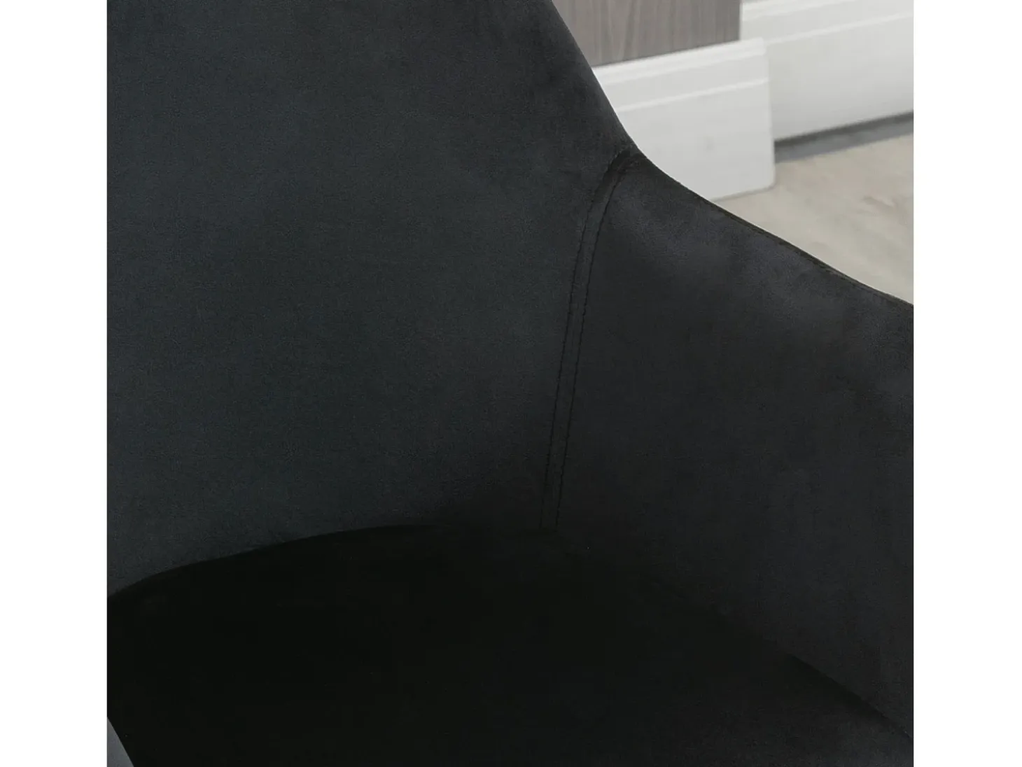 Juego de 2 sillas de cocina ergonómicas con reposabrazos y respaldo alargados, hasta 120 kg, poliéster y madera, color negro
