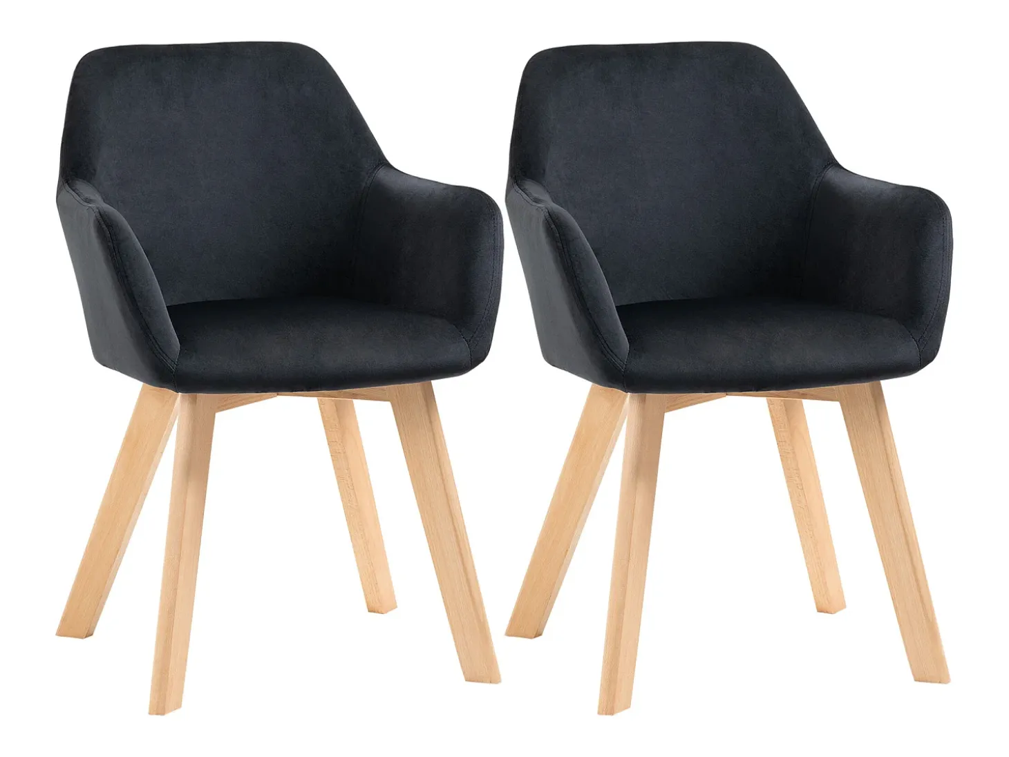 Juego de 2 sillas de cocina ergonómicas con reposabrazos y respaldo alargados, hasta 120 kg, poliéster y madera, color negro
