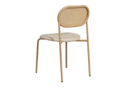 Juego de 2 sillas de cocina modernas con respaldo de ratán, patas de metal, color marrón