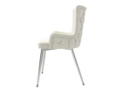 Juego de 2 sillas de cocina con reposabrazos, tela de terciopelo, patas de metal plateado, color beige.
