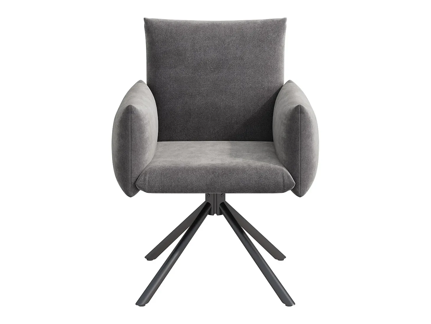 Juego de 2 sillas de cocina giratorias con reposabrazos, tela de terciopelo, patas de metal negro, gris