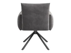Juego de 2 sillas de cocina giratorias con reposabrazos, tela de terciopelo, patas de metal negro, gris