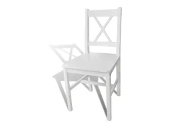 Juego de 2 sillas de comedor de madera de pino blanco