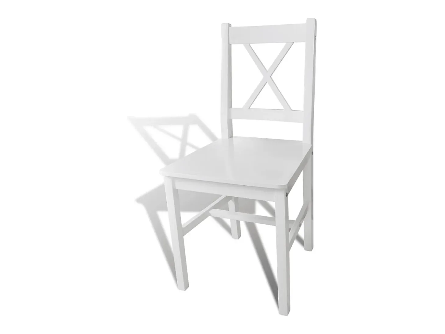 Juego de 2 sillas de comedor de madera de pino blanco