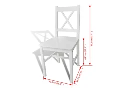 Juego de 2 sillas de comedor de madera de pino blanco