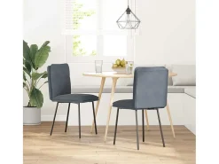 Juego de 2 sillas de comedor de terciopelo gris oscuro
