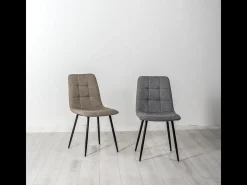 Juego de 4 sillas de comedor modernas "Eclisse" tapizadas en tela gris oscuro, 44x55 cm, 81h