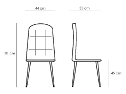 Juego de 4 sillas de comedor modernas "Eclisse" tapizadas en tela gris oscuro, 44x55 cm, 81h